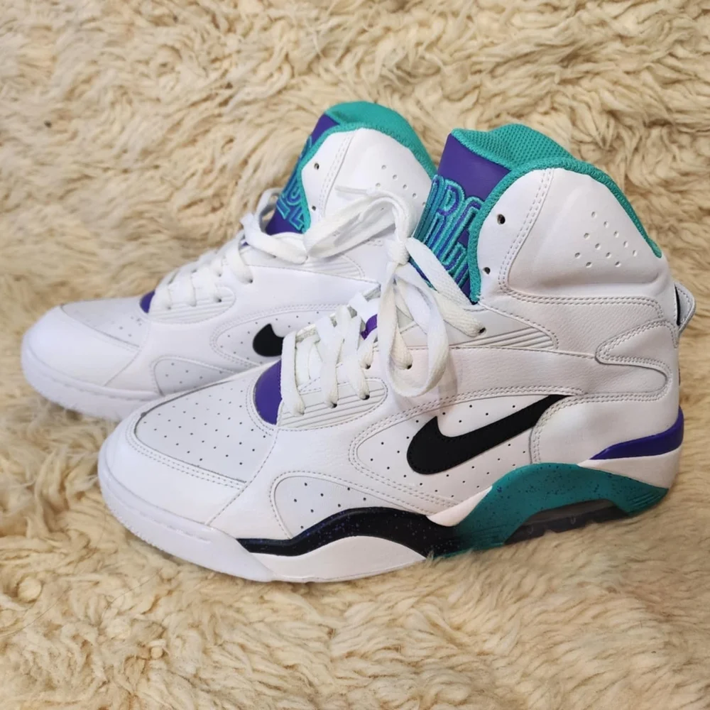 Nike White‎ and Teal High-Top Sneakers